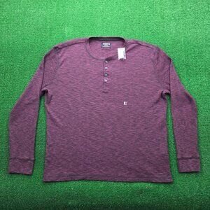 Express Henley‎ Sweatshirt Mens 2XL Maroon Red Thermal Waffle Knit Pullover NWT